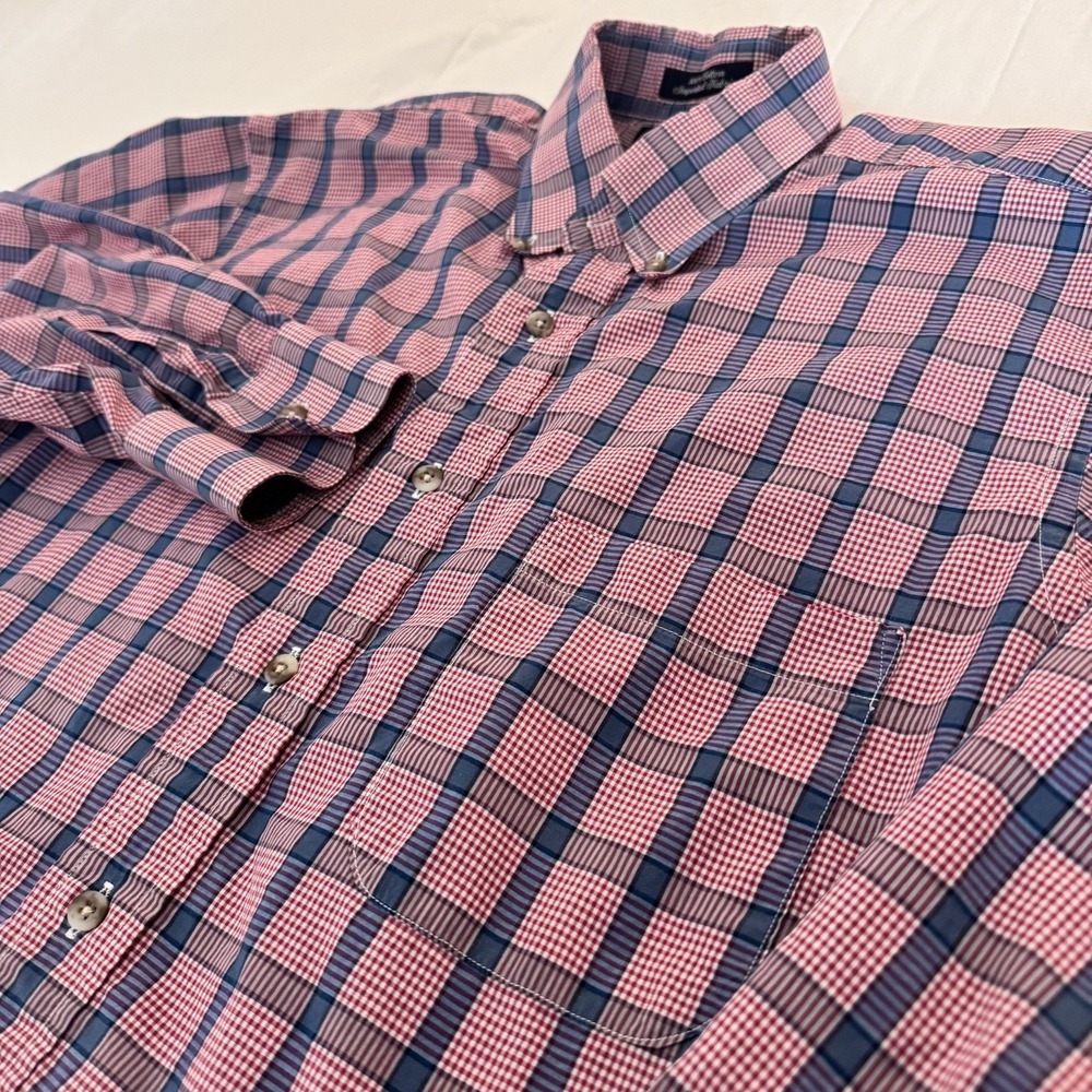 Burberrys‎ Of London Mens MEDIUM Long Sleeve Button Down Maroon Navy Plaid USA